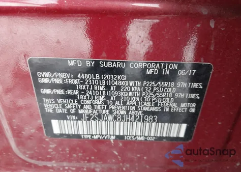 2018 Subaru Forester 2.5I Touring z USA, uszkodzony, nr VIN JF2SJAWC8JH421983